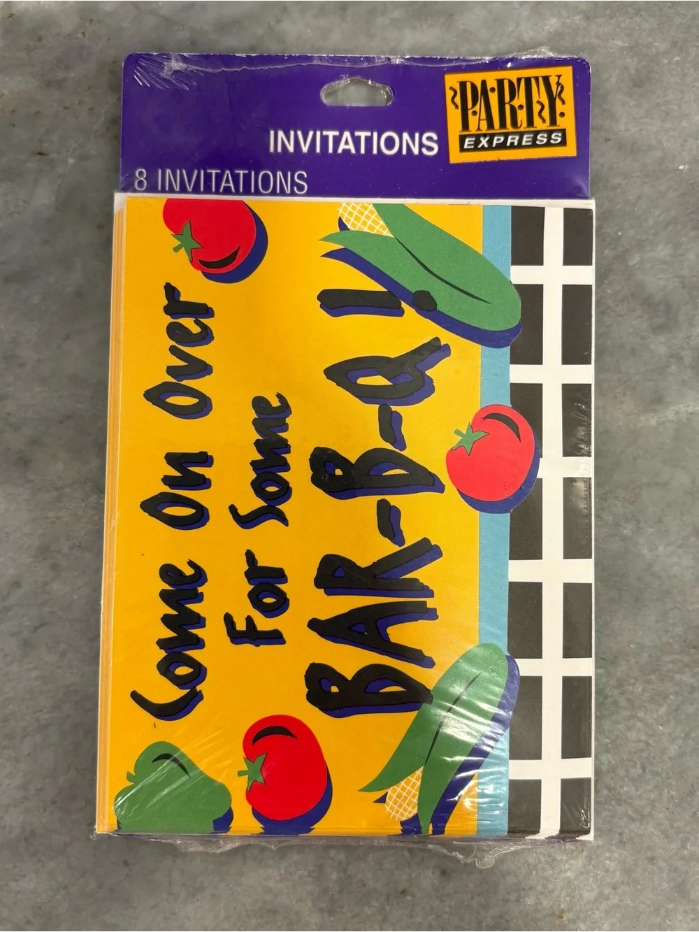 RETIRED HALLMARK Party Express BBQ Invitation Postcards Lot if 4 Retro Colorful